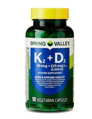 Viên uống bổ sung Vitamin  K2+D3 Spring Valley 90 viên, hàng nhập Mỹ