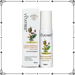 Xịt keo ong Vitatree Super Propolis Spray with Honey 30ml - Tăng cường sức đề kháng, hỗ trợ viêm họng, hàng nhập khẩu chất lượng cao
