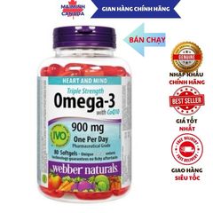 Dầu Cá Đỏ Omega 3 CoQ10 Triple Strength 900mg - Hỗ Trợ Sức Khỏe Tim Mạch và Tăng Cường Năng Lượng Webber Natural