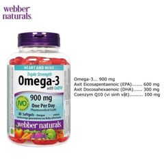 Dầu Cá Đỏ Omega 3 CoQ10 Triple Strength 900mg - Hỗ Trợ Sức Khỏe Tim Mạch và Tăng Cường Năng Lượng Webber Natural