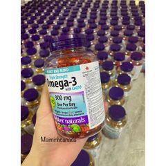 Dầu cá Omega 3 Triple Strength 900mg With CoQ10 - Hỗ trợ tim mạch Webber Natural Canada, 80 viên nang dễ nuốt