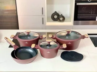 Bộ Nồi Đỏ 10 Món Berlinger Haus BH/8305 - Chống Dính TitanPro, Gia Nhiệt Nhanh, An Toàn Trong Bếp Từ, Gas, Hồng Ngoại