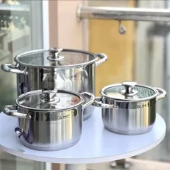 Bộ 3 Nồi GUME GMP19 Inox 5 Lớp Cao Cấp - An Toàn Cho Sức Khỏe - Dùng Cho Mọi Loại Bếp - Bảo Hành 5 Năm