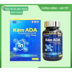 Kẽm ADA hỗ trợ sức khỏe sinh lực nam giới hộp 60 viên (kẽm nhập pháp, date mới)