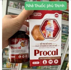 Viên uống Procal bổ sung Canxi và Vitamin D3 - Hỗ trợ cho người lớn, trẻ em, phụ nữ mang thai - Hộp 60 viên