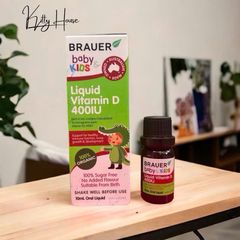 Siro Bổ Sung Vitamin D3 Brauer 400IU Cho Trẻ Sơ Sinh - Hỗ Trợ Xương Khớp Từ Nguồn Gốc Hữu Cơ, 10ml