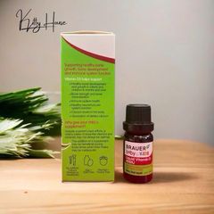 Siro Bổ Sung Vitamin D3 Brauer 400IU Cho Trẻ Sơ Sinh - Hỗ Trợ Xương Khớp Từ Nguồn Gốc Hữu Cơ, 10ml