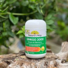 Viên uống hỗ trợ tăng cường trí nhớ Nature’s Way Ginkgo 2000 - 120 viên, chiết xuất lá bạch quả, hàng Úc nhập khẩu chính ngạch
