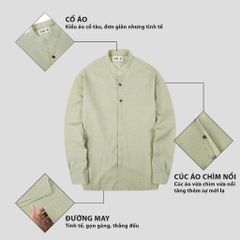 Áo Sơ Mi Nam Dài Tay Cổ Tàu Hai Nút TROMBE Trẻ Trung, Phong Cách Đi Làm Đi Tiệc