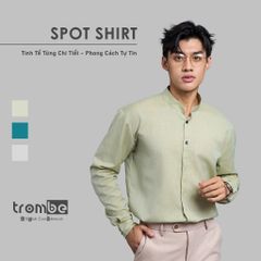 Áo Sơ Mi Nam Dài Tay Cổ Tàu Hai Nút TROMBE Trẻ Trung, Phong Cách Đi Làm Đi Tiệc