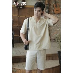 Quần Short Linen Nam TROMBE - Mềm Mịn, Thoáng Mát, Dáng Regular Fit Phù Hợp Du Lịch và Dã Ngoại