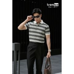 Áo Polo Nam Dệt Kim HORIZON Trombe Sọc Ngang Dập Nổi Ít Nhăn - Thời Trang Năng Động Cho Đi Làm và Đi Chơi