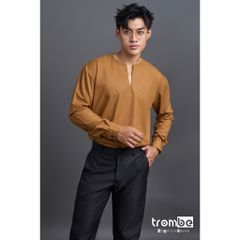 Áo Sơ Mi Nam Cổ V Dài Tay Trombe - Form Rộng Thoáng Mát Chất Liệu Kate Mỹ, Phong Cách Thời Trang Thanh Lịch