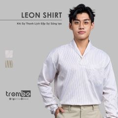 Áo Sơ Mi Nam Cổ V Dài Tay TROMBE - Vải Cotton Thoáng Mát, Form Rộng, Thời Trang Sang Trọng, Dành Cho Mọi Dịp