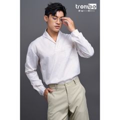 Áo Sơ Mi Nam Cổ V Dài Tay TROMBE - Vải Cotton Thoáng Mát, Form Rộng, Thời Trang Sang Trọng, Dành Cho Mọi Dịp