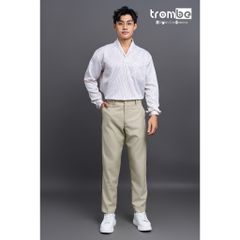 Áo Sơ Mi Nam Cổ V Dài Tay TROMBE - Vải Cotton Thoáng Mát, Form Rộng, Thời Trang Sang Trọng, Dành Cho Mọi Dịp