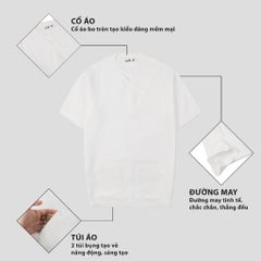 Áo Linen Thiết Kế Tencel Nam Hai Túi Trombe Cổ V Dáng Suôn Form Rộng