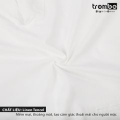 Áo Linen Thiết Kế Tencel Nam Hai Túi Trombe Cổ V Dáng Suôn Form Rộng