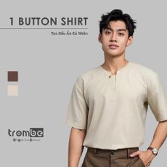 [Mua là có quà] Áo Linen Thiết Kế Trombe Tay Ngắn Một Nút Dáng Suôn Form Rộng Thanh Lịch