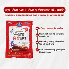 Kẹo Hồng Sâm Không Đường 365g Hàn Quốc - Tăng Đề Kháng, Giảm Say Tàu Xe, Hỗ Trợ Kiểm Soát Đường Huyết, Quà Tặng Sức Khỏe