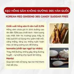 Kẹo Hồng Sâm Không Đường 365g Hàn Quốc - Tăng Đề Kháng, Giảm Say Tàu Xe, Hỗ Trợ Kiểm Soát Đường Huyết, Quà Tặng Sức Khỏe