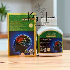 [Nhập khẩu chính ngạch] Viên uống bổ não Vitatree Ginkgo Plus 6000 with Q10 50mg hộp 60 viên 296324