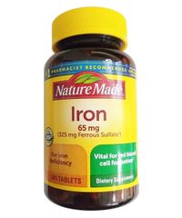 Viên Uống Bổ Sung Sắt Nature Made Iron 65Mg - Hũ 365 Viên Bổ Máu Chất Lượng Từ Mỹ, Hỗ Trợ Sức Khỏe, Dễ Dàng Sử Dụng