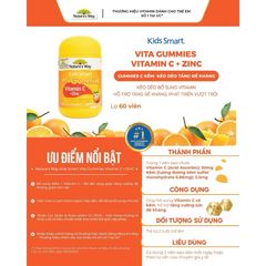 [Nhập khẩu] Viên nhai bổ sung Vitamin C và kẽm Nature's Way Kids Smart Vita Gummies Vitamin C + ZinC 60 viên - dii.