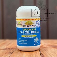 Viên uống Dầu cá Nature's Way Odourless Fish Oil 1000mg không mùi - Hỗ trợ sức khỏe mắt, não bộ và tim mạch, hộp 80 viên