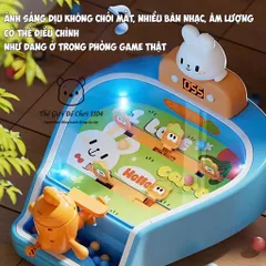 Đồ Chơi Máy Bắn Bi Mini Pinball Hình Thỏ Có Đèn Nhạc & Màn Hình Tính Điểm - Giải Trí Phát Triển Kỹ Năng Phản Xạ Cho Bé