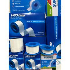 Hộp 12 Cuộn Băng Keo Dính Vải Lụa Y Tế UGOTANA - Băng Dính Silk Tape Chất Lượng Cao, An Toàn Cho Da