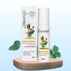 Xịt keo ong Vitatree Super Propolis Spray with Honey 30ml - Tăng cường sức đề kháng, hỗ trợ viêm họng, hàng nhập khẩu chất lượng cao