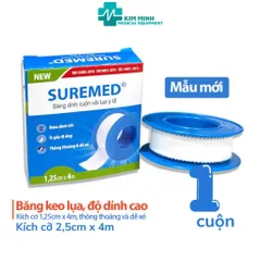 Băng keo lụa y tế SUREMED 1.25cm x 4m - Băng dính lụa chống dị ứng, giúp cố định băng gạc và thiết bị y tế