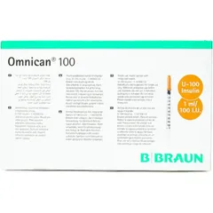 Bơm tiêm Insulin BBraun Omnican 1Ml/100IU Đầu Cam - Kim Chích Tiểu Đường Cao Cấp Cho Người Bệnh, Sử Dụng Y Tế, Không Đau