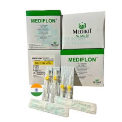 Kim Luồn Tĩnh Mạch Medikit 24G Vàng Nhập Khẩu Ấn Độ (H/100c) - Thiết Bị Y Tế An Toàn, Tiện Lợi Cho Tiêm Truyền và Lấy Mẫu Máu
