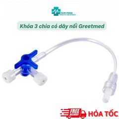 Khóa 3 Chia Greetmed Dài 35cm - Thiết Bị Y Tế Chất Lượng Cao, Khóa 3 Ngã Có Dây Nối, Sử Dụng Một Lần