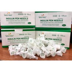 Combo 5 Hộp Đầu Kim Gắn Bút Chích Insulin GreetMed - Kim Bánh Ú Tiệt Trùng An Toàn cho Người Tiểu Đường