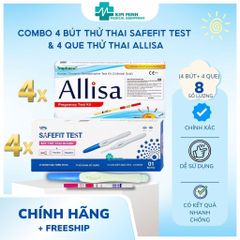 Combo 4 Bút Thử Thai Safefit và 4 Que Thử Thai Allisa - Phát Hiện Thai Sớm, Chính Xác, Dễ Dùng, Tiết Kiệm Chi Phí