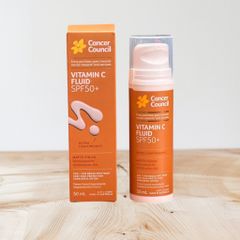 Kem chống nắng Cancer Council SPF50+ Vitamin C Fluid 50ml - Hàng Úc, Chống Nắng Siêu Nhẹ, Bảo Vệ Da Toàn Diện