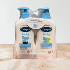 Combo sữa tắm gội và body lotion dưỡng da cho bé Cetaphil Baby 399ml hàng Mỹ