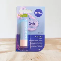 Son dưỡng môi SPF15 Nivea Hydro Care - Dưỡng ẩm, chống khô nứt nẻ, bảo vệ môi dưới nắng, 4.8g