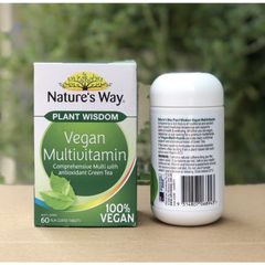 Vitamin tổng hợp thuần chay Nature’s way plant wisdom vegan multivitamin 60 viên