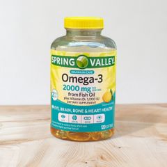 Viên uống dầu cá hương chanh Omega 3 Spring Valley 2000mg 120 viên