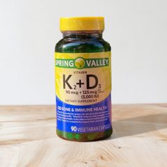 Viên uống bổ sung Vitamin K2 + D3 Spring Valley 90 viên