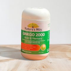 Viên Uống Bổ Não Nature's Way Ginkgo Biloba 2000mg - 120 Viên Tăng Cường Trí Nhớ và Tập Trung