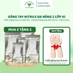 Găng Tay Cao Su Nitrile Đa Năng 2 Lớp A1 - Combo Mua 5 Tặng 2 Đôi, Chống Thấm Nước và Hóa Chất, Sử Dụng Thoải Mái Trong Nhà và Ngoài Trời