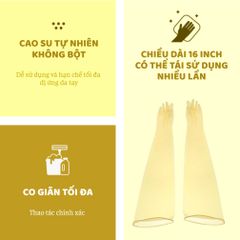 Găng Tay Cao Su Latex A1 Màu Vàng 16 Inch - Túi Zip 10 Đôi, An Toàn Cho Da, Độ Bền Cao, Đặc Biệt Cho Vệ Sinh Nhà Cửa Và Làm Bếp