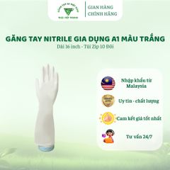 Găng Tay Nitrile Cao Su Gia Dụng A1 Màu Hồng - Dài 16 Inch, Túi Zip 10 Đôi - An Toàn, Đa Năng, Lý Tưởng Cho Nhà Bếp và Vệ Sinh