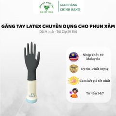 Găng Tay Cao Su Latex A1 Dài 9 Inch Đen - Túi Zip 50 Đôi Chuyên Dụng Cho Xăm Hình và Thẩm Mỹ, An Toàn và Bền Bỉ