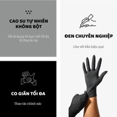 Găng Tay Cao Su Latex A1 Dài 9 Inch Đen - Túi Zip 50 Đôi Chuyên Dụng Cho Xăm Hình và Thẩm Mỹ, An Toàn và Bền Bỉ